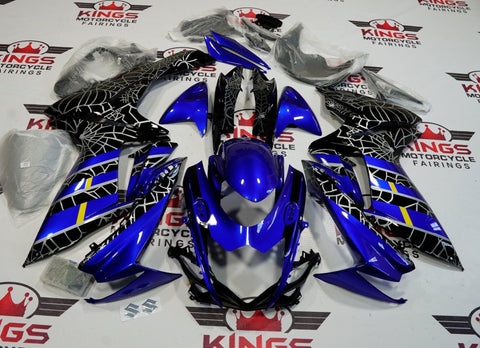 Suzuki GSXR750 (2011-2023) Blue, Black & Silver Spider Web Fairings