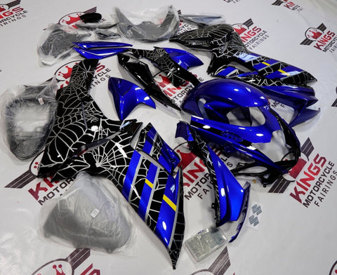 Suzuki GSXR750 (2011-2023) Blue, Black & Silver Spider Web Fairings