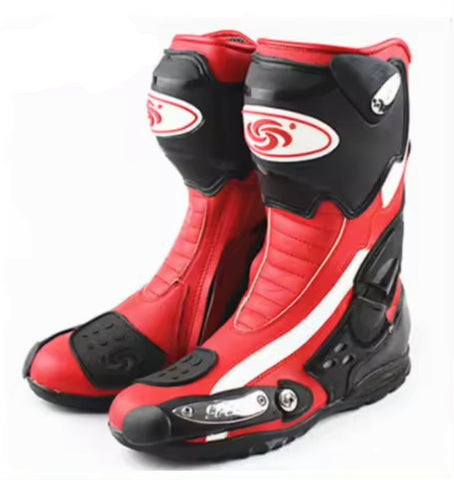 Motorcycle Boots | White, Black, Blue Leather Speed