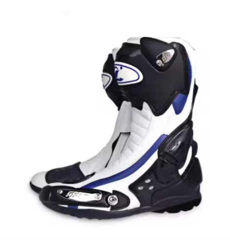 Motorcycle Boots | Black, White, Red Leather Speed