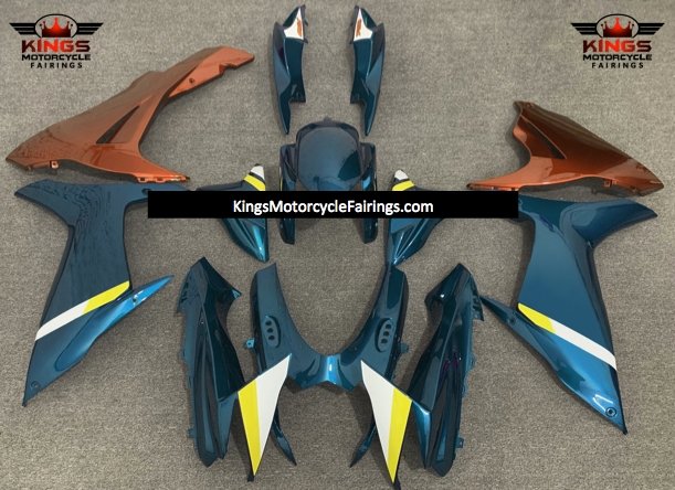 Suzuki GSXR750 (2011-2023) Teal Blue, Orange, White & Yellow Fairings