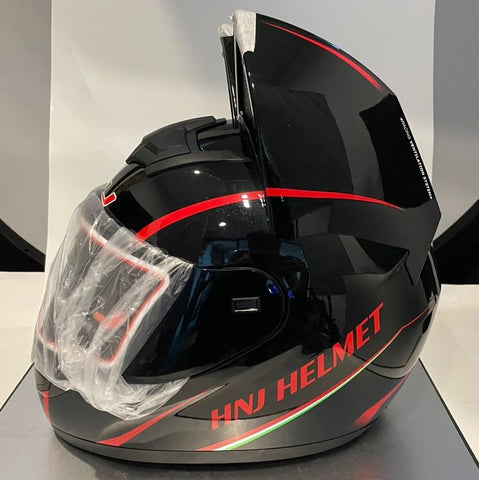 Black & Red HNJ Motorcycle Helmet with Cat Ears