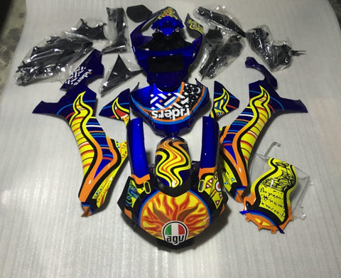 Yamaha YZF-R1 (2015-2019) Blue, Yellow & Orange Tribal Sun Fairings