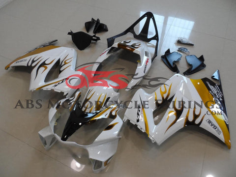 Honda VFR800 (2002-2013) White, Black & Yellow Flame Fairings