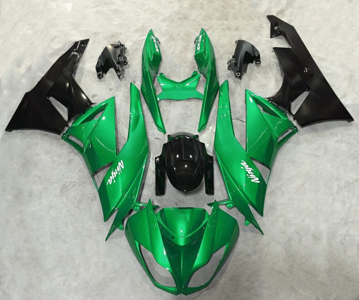 Fairing kit for a Kawasaki Ninja ZX6R 636 (2009-2012) Green & Black