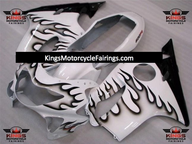 Honda CBR600F4 (1999-2000) White & Black Flame Fairings