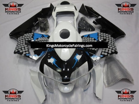 Honda CBR600RR (2003-2004) Black, White & Blue Splatter Fairings