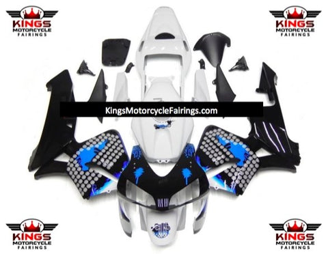 Honda CBR600RR (2003-2004) White, Black & Blue Splatter Fairings