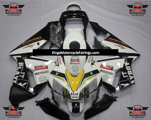 Honda CBR600RR (2003-2004) White, Black & Yellow Playboy Fairings