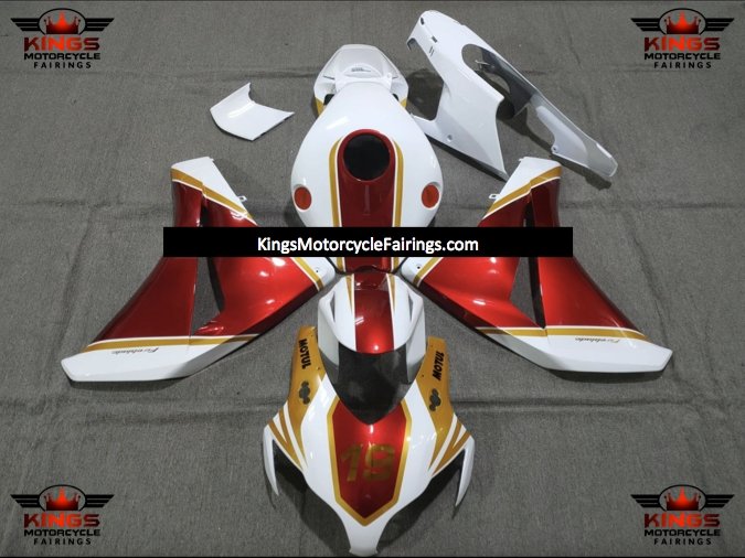 Honda CBR1000RR (2008-2011) White, Gold & Red 19 Fairings