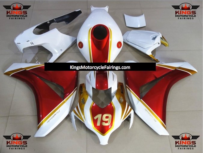 Honda CBR1000RR (2008-2011) White, Red & Gold 19 Fairings