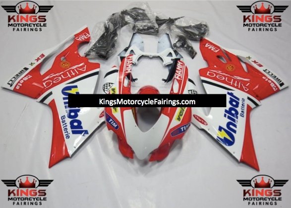 Ducati 1199 (2011-2014) White, Red & Blue Unibat Fairings