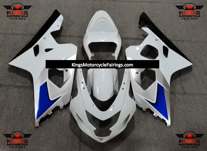 Suzuki GSXR750 (2004-2005) White, Silver & Blue Fairings