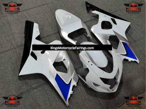 Suzuki GSXR750 (2004-2005) White, Silver & Blue Fairings