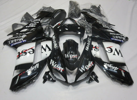 Fairing kit for a Kawasaki Ninja ZX6R 636 (2007-2008) Black & White West Mobil