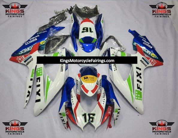 Suzuki GSXR600 (2008-2010) White Fixi 16 Fairings