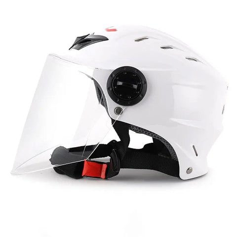 White Half Face Motorcycle Helmet with Large Clear Visor