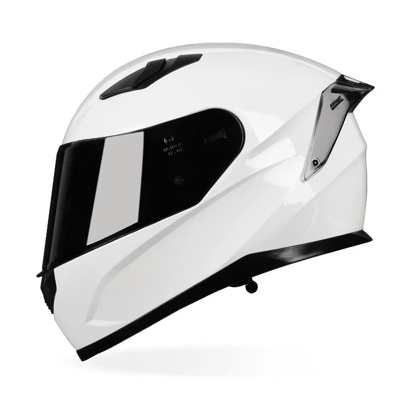 White HNJ Motorcycle Helmet with Black Visor