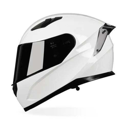 White HNJ Motorcycle Helmet with Blue Visor