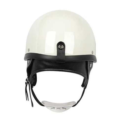 White & Black Retro Open Face 3/4 Beasley Motorcycle Helmet