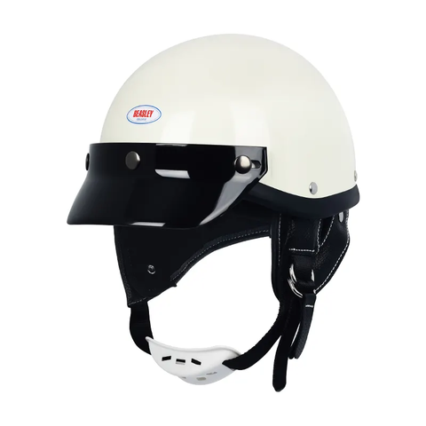 Black Retro Open Face 3/4 Beasley Motorcycle Helmet