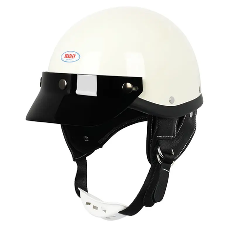 Black Retro Open Face 3/4 Beasley Motorcycle Helmet