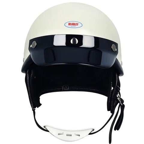 White & Black Retro Open Face 3/4 Beasley Motorcycle Helmet