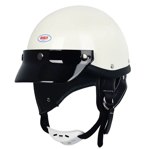 Black Retro Open Face 3/4 Beasley Motorcycle Helmet