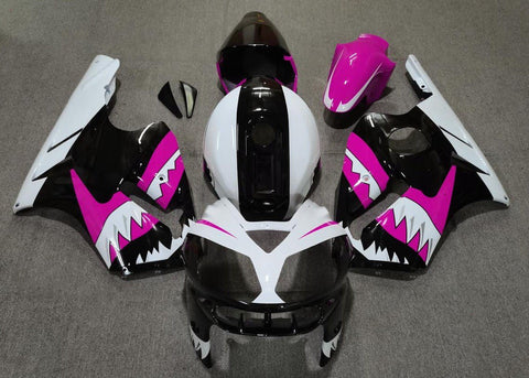 Fairing kit for a KAWASAKI NINJA ZX12R (2002-2006) White, Black & Pink Shark Teeth