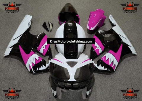 Fairing kit for a KAWASAKI NINJA ZX12R (2002-2006) White, Black & Pink Shark Teeth