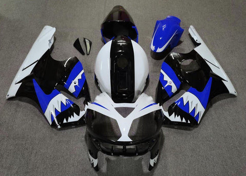 Fairing kit for a KAWASAKI NINJA ZX12R (2002-2006) White, Black & Blue Shark Teeth