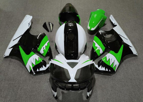 Fairing kit for a KAWASAKI NINJA ZX12R (2002-2006) White, Black & Green Shark Teeth