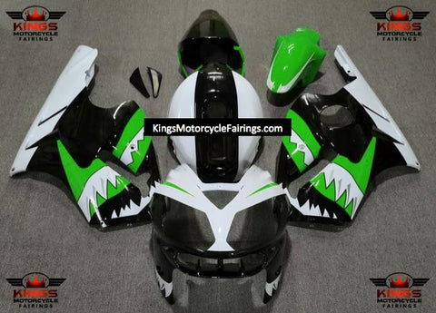 Fairing kit for a KAWASAKI NINJA ZX12R (2002-2006) White, Black & Green Shark Teeth