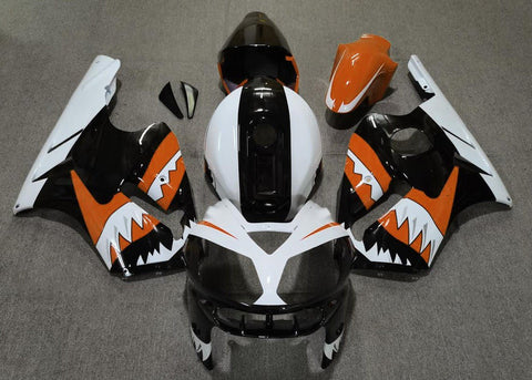 Fairing kit for a KAWASAKI NINJA ZX12R (2002-2006) White, Black & Orange Shark Teeth