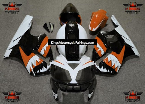 Fairing kit for a KAWASAKI NINJA ZX12R (2002-2006) White, Black & Orange Shark Teeth