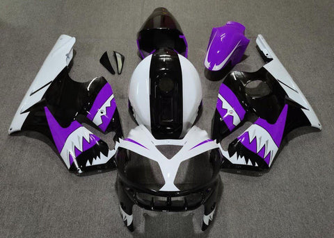 Fairing kit for a KAWASAKI NINJA ZX12R (2002-2006) White, Black & Purple Shark Teeth