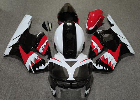 Fairing kit for a KAWASAKI NINJA ZX12R (2002-2006) White, Black & Red Shark Teeth