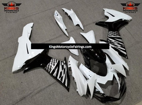 Suzuki GSXR750 (2011-2023) White, Black & Silver Checkered Fairings