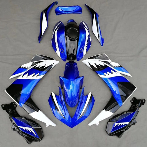 Yamaha YZF-R3 (2015-2018) Blue, Black & White Shark Teeth Fairings