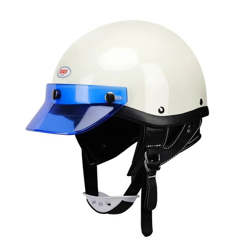 White & Black Retro Open Face 3/4 Beasley Motorcycle Helmet