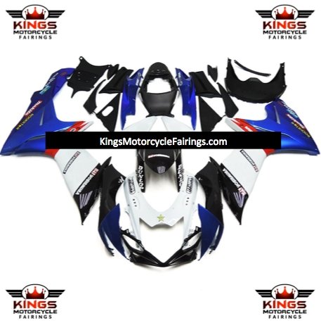 Suzuki GSXR750 (2011-2023) White, Blue, Black & Red Dunlop Fairings