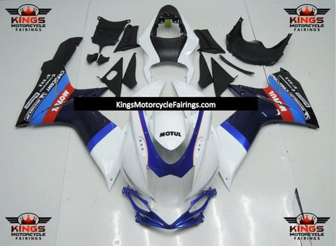 Suzuki GSXR750 (2011-2023) White, Blue, Red & Black Motul Fairings