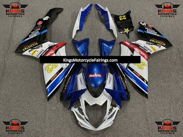 Suzuki GSXR600 (2011-2023) White, Blue & Black Rockstar Fairings