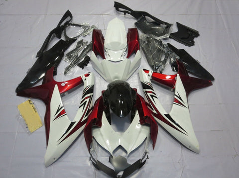 Suzuki GSXR600 (2008-2010) White, Candy Red & Black Fairings