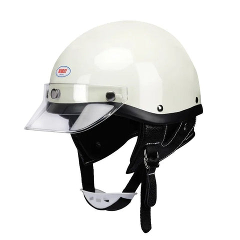 White & Black Retro Open Face 3/4 Beasley Motorcycle Helmet