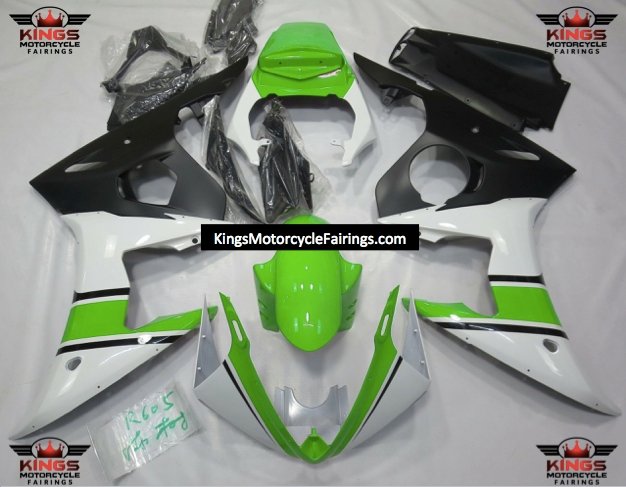 Yamaha YZF-R6 (2003-2004) White, Green & Matte Black Fairings