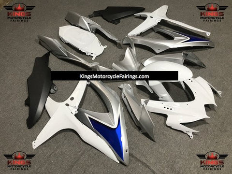 Suzuki GSXR600 (2008-2010) White, Silver, Blue & Matte Black Fairings