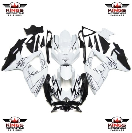 Suzuki GSXR600 (2008-2010) White & Black Tribal Corona Fairings