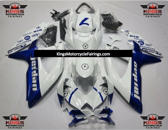 Suzuki GSXR600 (2008-2010) White & Blue Jordan Fairings