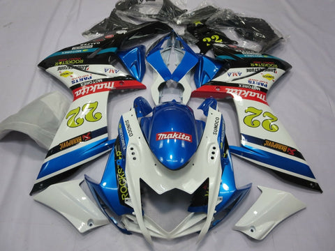 Suzuki GSXR1000 (2007-2008) White & Blue Makita 22 Fairings